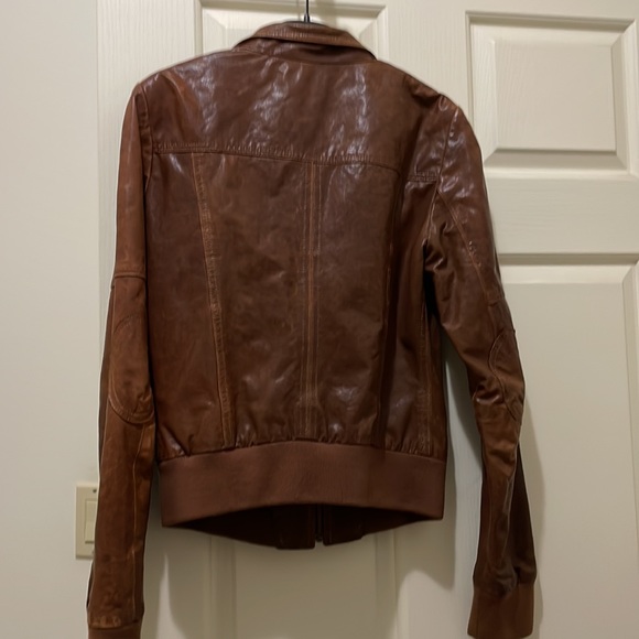 Soia & Kyo brown leather jacket (sz xs) - Picture 7 of 16